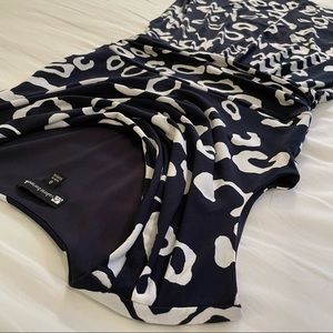 Valarie Bertinelli Sheath Navy Blue Animal Print Dress